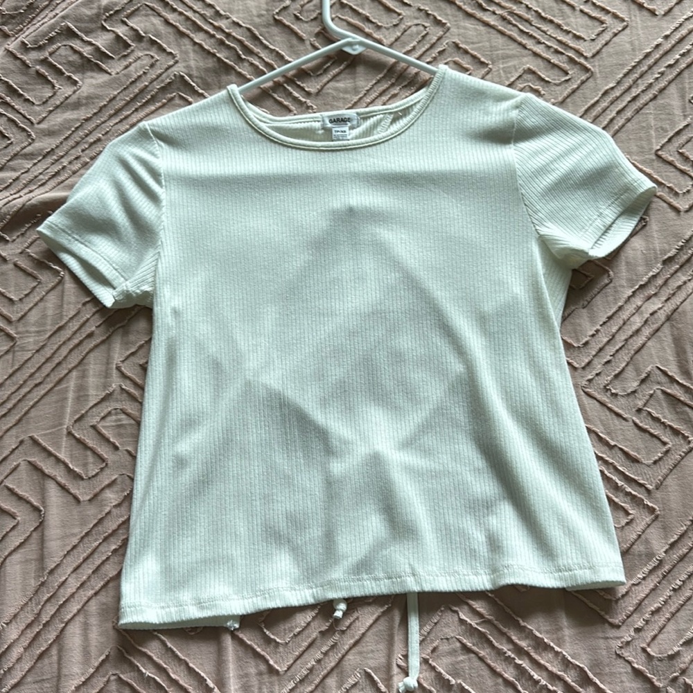 Garage Ribbed Tie Back White Top
